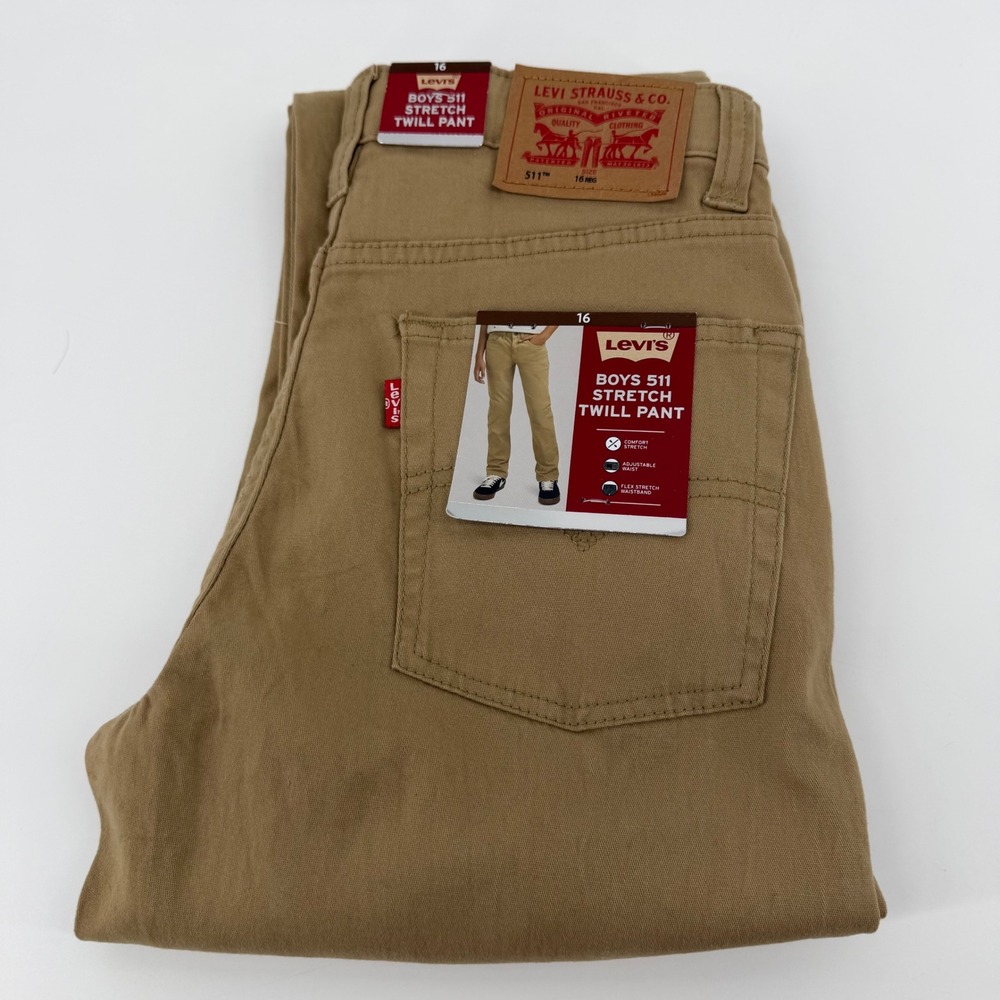 Levis Pants Boys 16 Harvest Gold 511 Slim Fit Stretch Twill Adjustable Waist